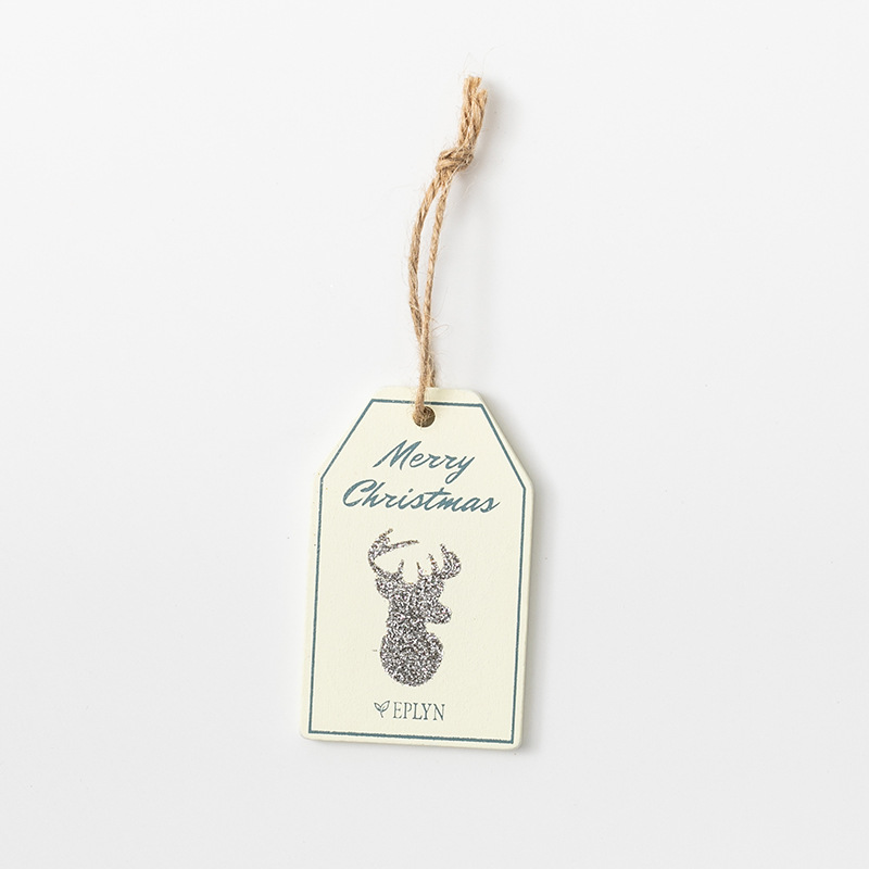 Navidad alce de pentacos oro plata madera pequeña tarjeta colgante decoración de regalos de Navidad marcadores clips colgante