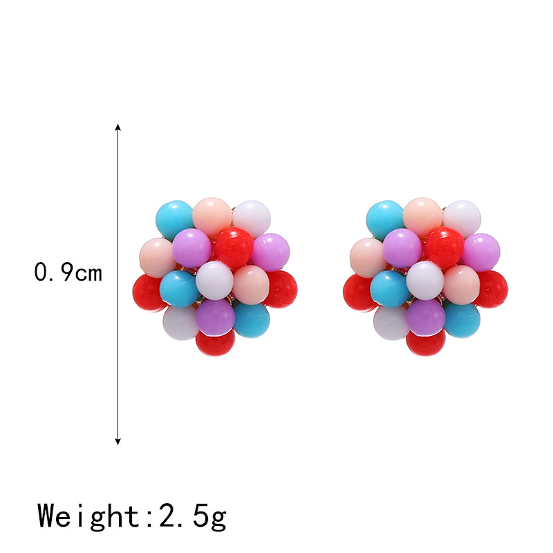 Korean Simple Color Colorful Ball Ball Geometric Earrings Nihaojewelry Wholesale display picture 1