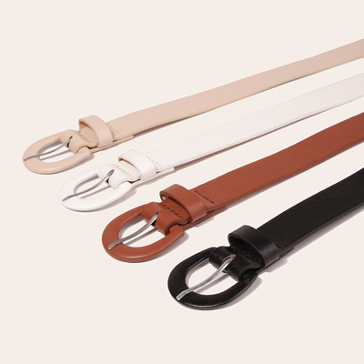 新款女士半圆包扣百搭基础腰带跨境爆款简易PU日子扣皮带厂家现货