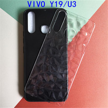 適用VIVO Y19二合一TPU+PC配鑽石紋片玻璃殼滴膠貼皮手機殼素材