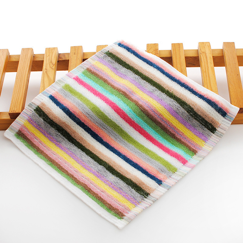Cotton color stripe square towel children's handkerchief hand towel tea towel bar towel tablecloth stall small towel square towel