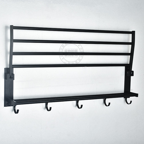 Bathroom movable double-layer folding towel rack, towel rack, space aluminum towel bar, foldable bathroom storage rack