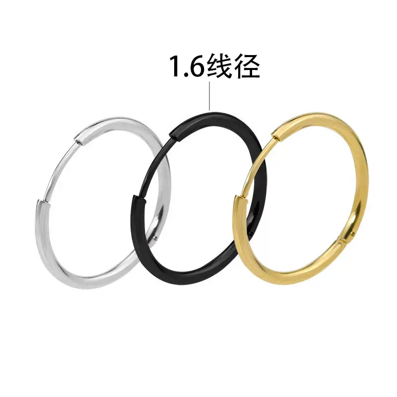 1.6线径线圈耳圈耳环韩版日韩风圆形细耳扣简约钛钢不锈钢耳饰品