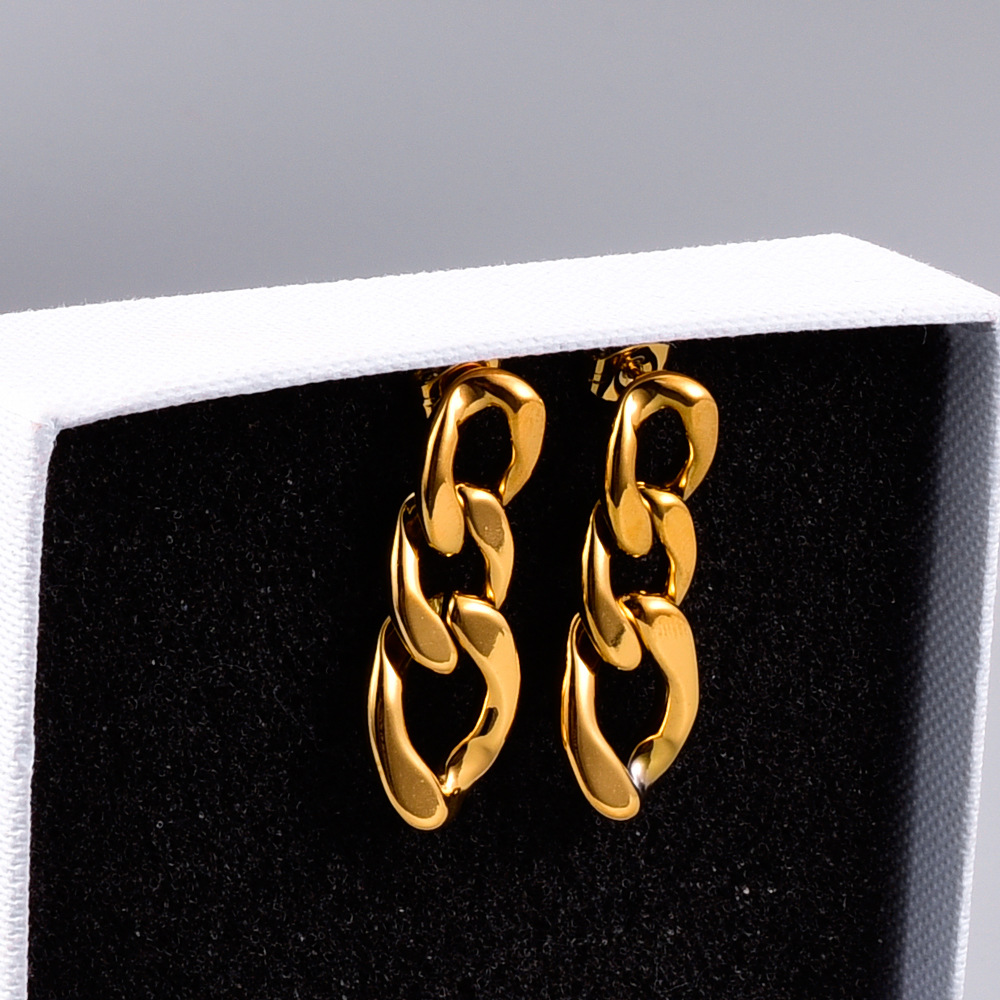 Wholesale Jewelry Retro Chain Titanium Gold Plated Earrings Nihaojewelry display picture 4