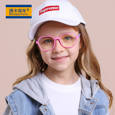 舒适男女孩防蓝光眼镜儿童防紫外线平光镜硅胶材质眼镜框 F8279|ru