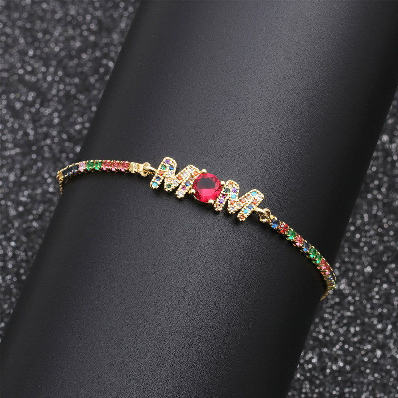 Micro-inlaid Zircon Beads Color Zirconium Chain Bracelet display picture 5