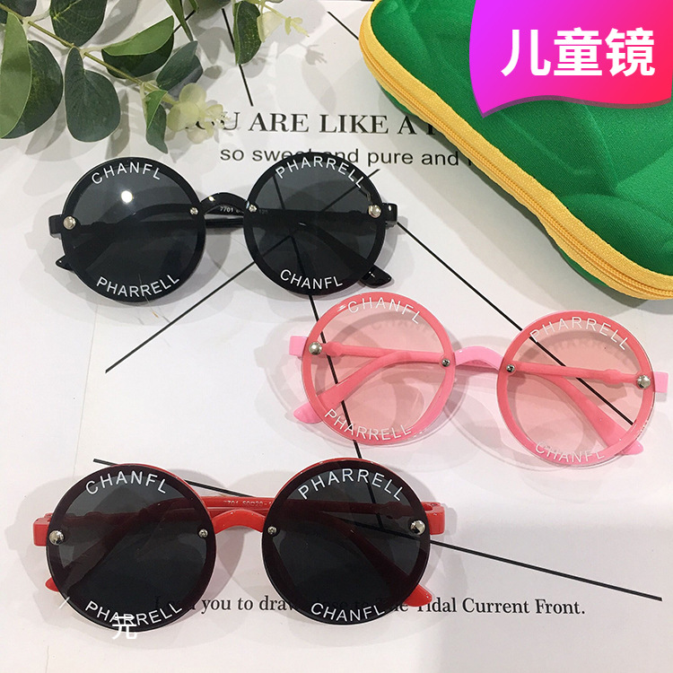 Alphabet Children's Sunglasses 2020 New Style Glasses Fashionable Round Frame Baby Boy Girl Cool Shit Sunglasses