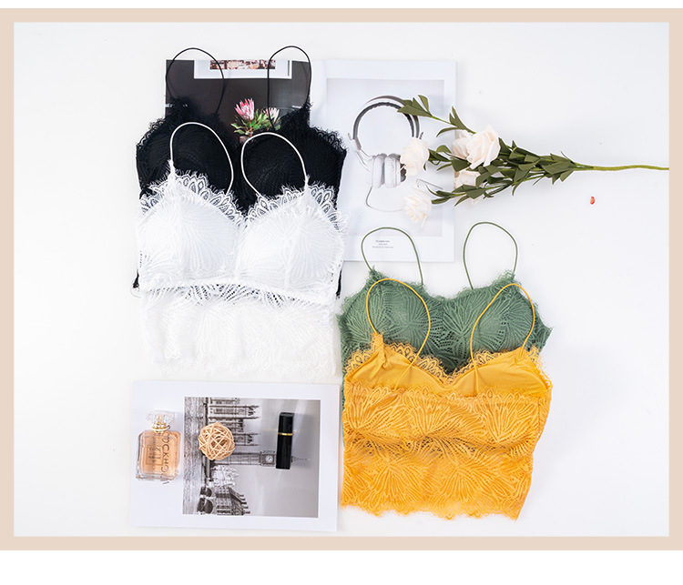 Summer new collection: Slim shoulder strap, eyelash, lace, beautiful back wrap, no steel ring, chest pad, base layer, halter top, women's strapless top detail image 3