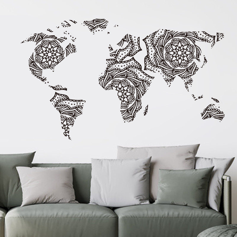 New Simple Lotus Totem Seven Continents Land Plate Wall Stickers display picture 4