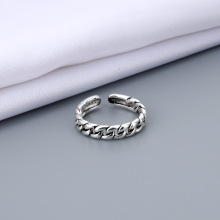 黑凤凰韩板韩国时尚泰银饰品个性做旧复古链条戒指开口文艺指环