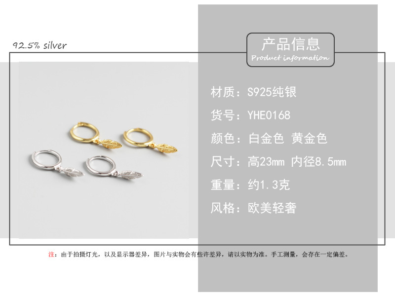 Feather Fashion 925 Sterling Silver No Inlaid Plating Earrings display picture 2