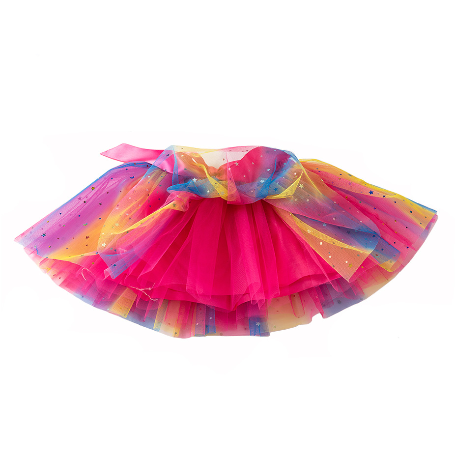 European and American new girls' skirt with inner lining, bow hairpin, star moon gauze Tutu skirt, fluffy skirt, children's wear