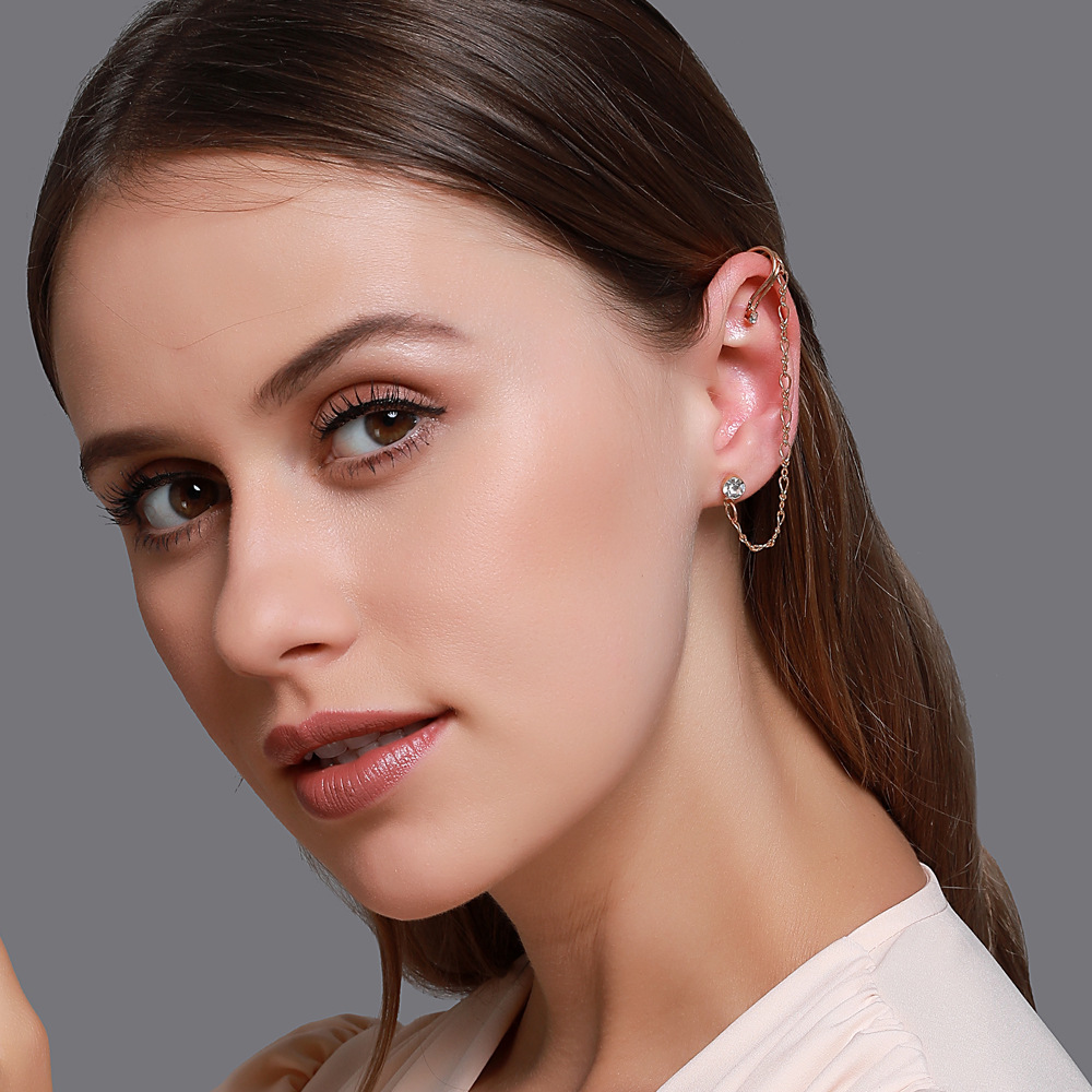 New Earrings Personality Simple Earrings Ear Clip Integrated Earrings Long Earrings Wholesale Nihaojewelry display picture 4