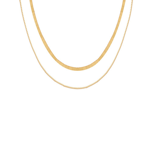 Simple double layer stacked necklace for women ins trendy personality hip hop European and American snake bone chain temperament internet celebrity short clavicle chain