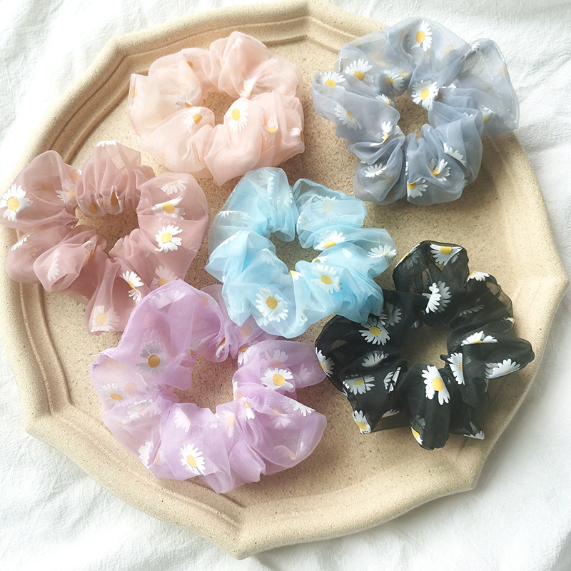 New Fashion Flowers Mesh Scaffolding Wholesale Chrysanthemum Cheap Scrunchies display picture 5