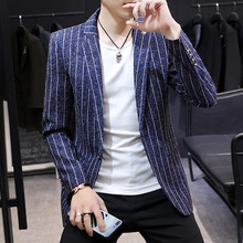 OBCY1出口外贸厂家货源男士条纹休闲小西装男单西潮流网红潮流