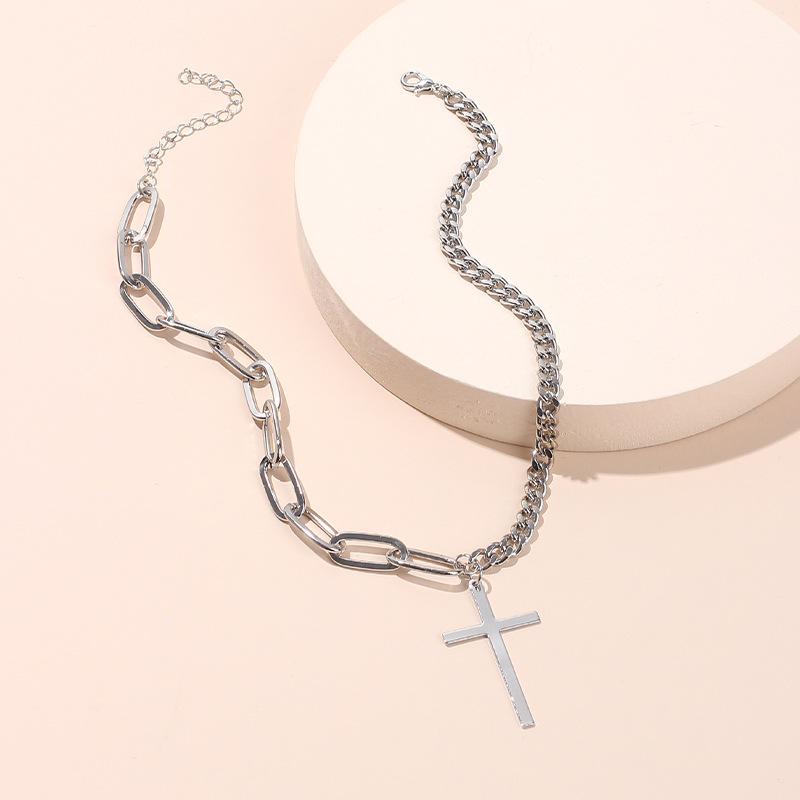 24g Weight Necklace Classification Wedding, Travel Occasion Women'S Gender White Color Women's Short Cross Pendant Necklace Hip-hop Punk Choker Clavicle Necklace Wholesale Nihaojewelry 1