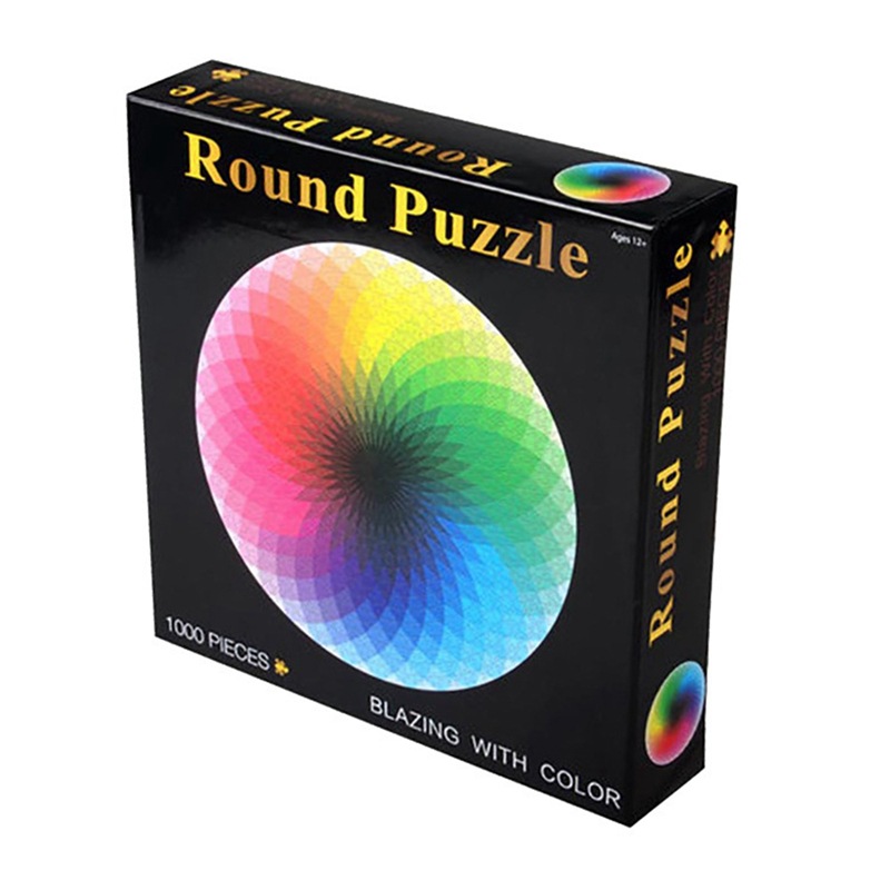 Round Puzzle青少年成人拼图1000片圆形千色彩虹纸质益智减压玩具