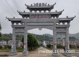石刻公墓大门多少钱 农村建设石头大门哪里卖 景区石雕大门样式图