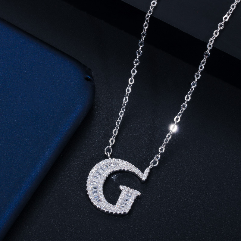 Inlay Design 1 Piece Elegant Letter Copper Inlay Zircon Necklace