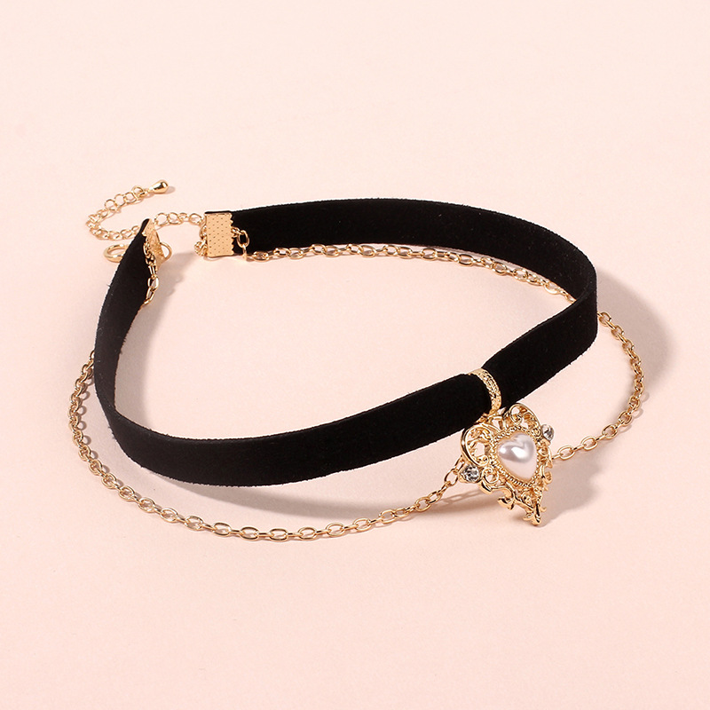 10g Weight Choker Classification Wedding, Travel Occasion Women'S Gender Simple Style Style Gold Color New Double  Simple Short  Velvet Love  Clavicle Chain Wholesale Nihaojewelry 2