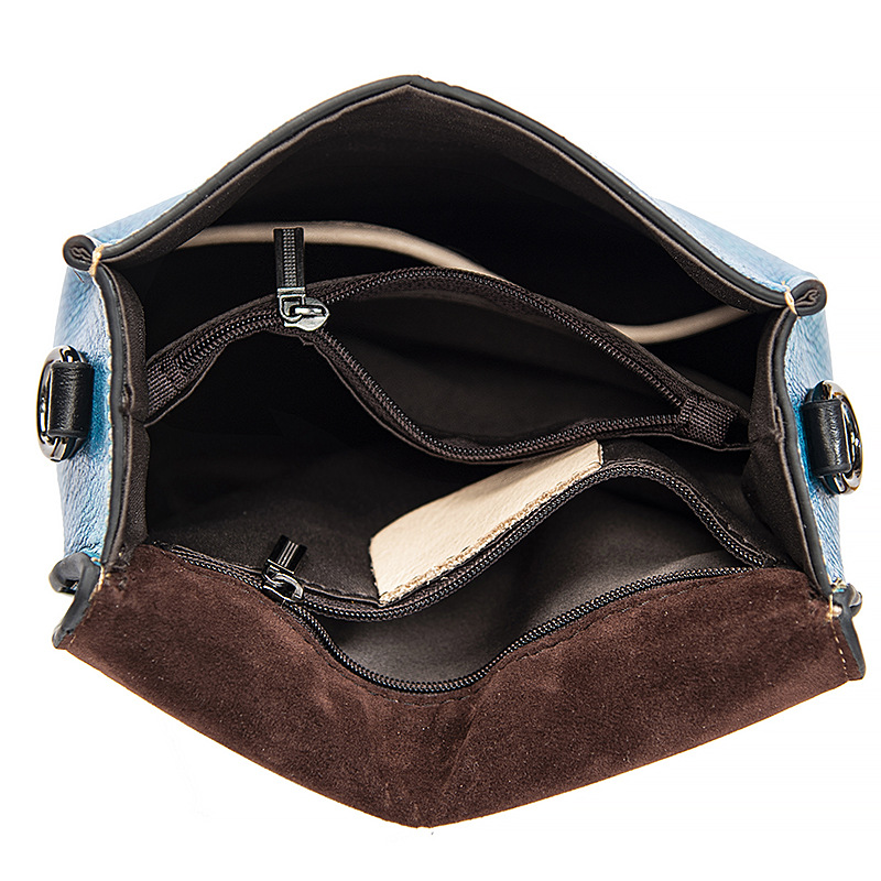 Spalla colorata fatta a mano per la borsa a tracolla piccola da donna in vera pelle di tendenza della moda coreana con strato superiore in pelle bovina_voghion.com