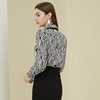 2021 autumn new women's zebra long sleeve Lapel fashion niche design straight tube chiffon shirt women