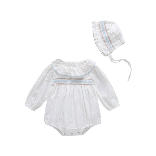 Korean version of ins autumn baby girl lotus leaf collar 0-3 years old long-sleeved triangle harem top with hood two-piece set