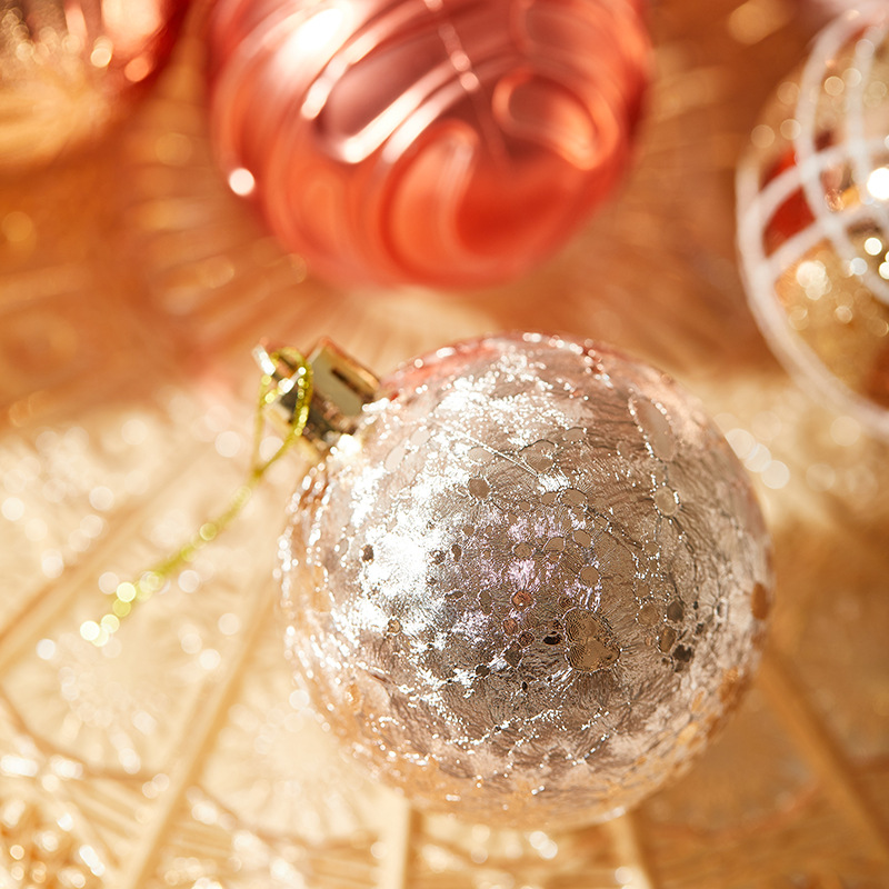 6cm 8cm bola de Navidad naranja bronce pintada bola galvanizada caja de regalo champán oro árbol de Navidad decoración de ventana