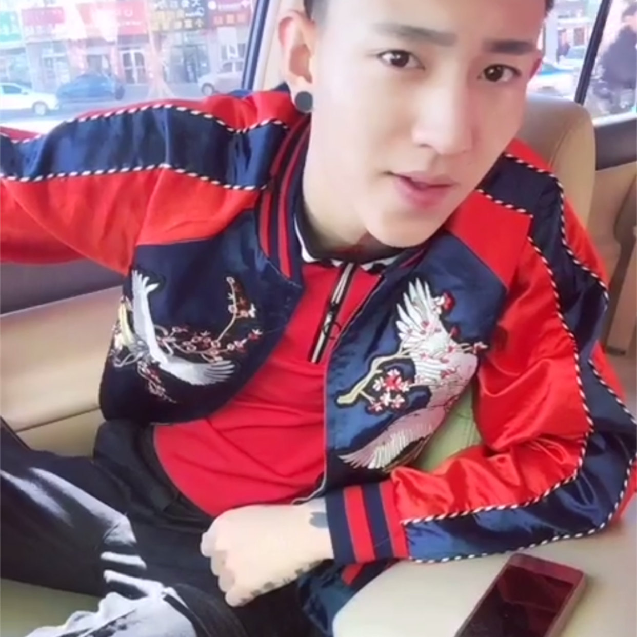 Men's Embroidered Crane Jacket Lightweight Flight Blazer Style_voghion.com