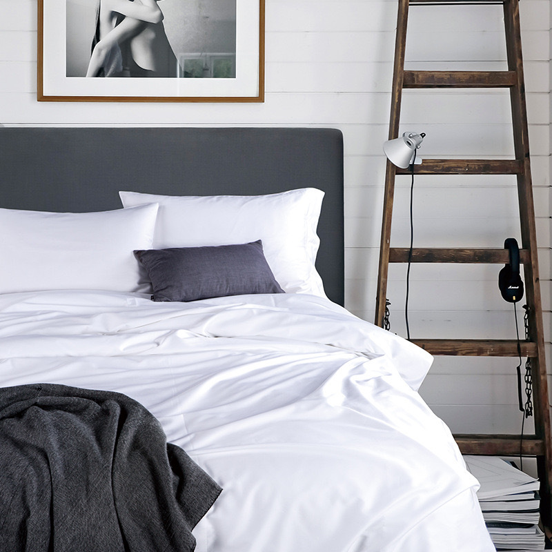 廠家批發酒店民宿80支棉質貢緞四件套 白色賓館布草床上用品 套件