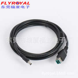 高端打印机连接线 条码扫描枪线 12V Powered USB对5521DC头线