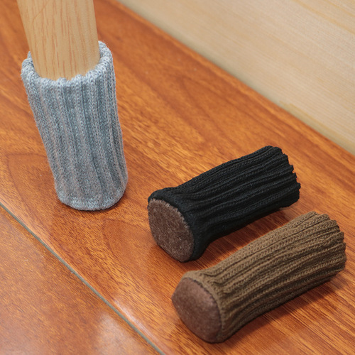 Knitted table and chair leg covers silent round felt bottom chair stool leg cover protective cover thickened wear-resistant double layer anti-slip