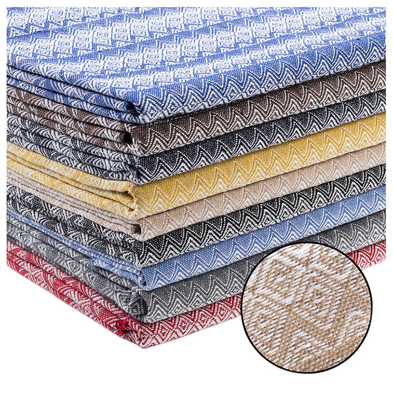 新款 棉麻条纹布料色织提花面料麻布家纺箱包鞋材手袋抱枕礼盒布|ms