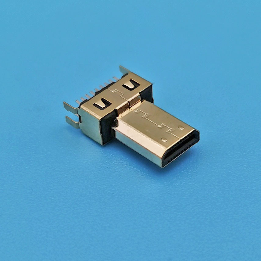 供应Micro HDMI 夹板式1.0公头  HDMI D Type 19P 插头