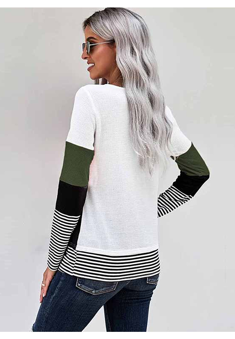 striped women s autumn and winter new fashion round neck long sleeve pullover sweater  NSSI2357