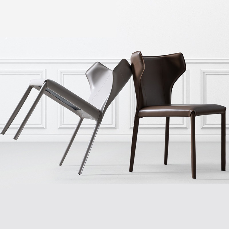 Equestrian Leather Dining Chair | Simple Nordic-Luxury Dining Chair for Home Use | Italian Minimalist Designer Chair Trending on Social Media | Cowhide Saddle Chair