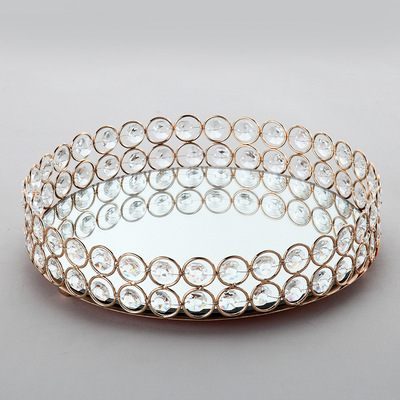 厂家直销 北欧风镜面玻璃盘子金属收纳托盘家用客厅轻奢装饰果盘|ru