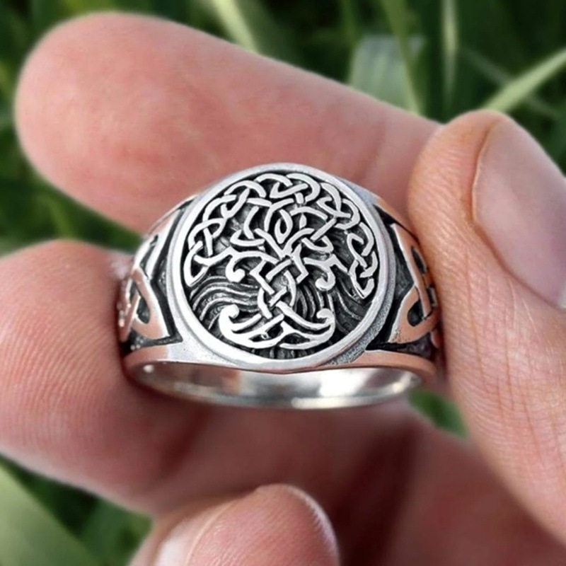 Keltischer Lebensbaum Ring - Wikinger Bandring Aus Edelstahl_voghion.com