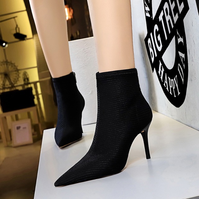 Fashionable wool sexy nightclub show thin winter women’s short boots