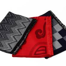 De Lisle 中老年男士加厚保暖围巾秋冬季长款围脖老年人爸爸披肩