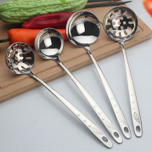 Stainless steel soup shell soup spoon Colander thickened hot pot spoon household hotel supplies cooking spoon wholesale laser