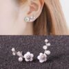 Brand earrings from pearl, flowered, simple and elegant design