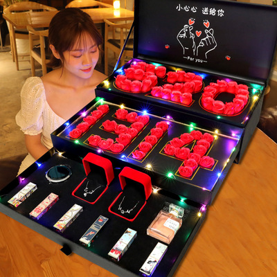 厂家玫瑰香皂花礼盒套装七夕情人节礼物新款实用创意生日礼物