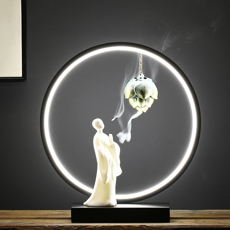 禅意倒流香爐創意擺件家用簡約現代吊挂香薰爐玄關茶室茶道裝飾品