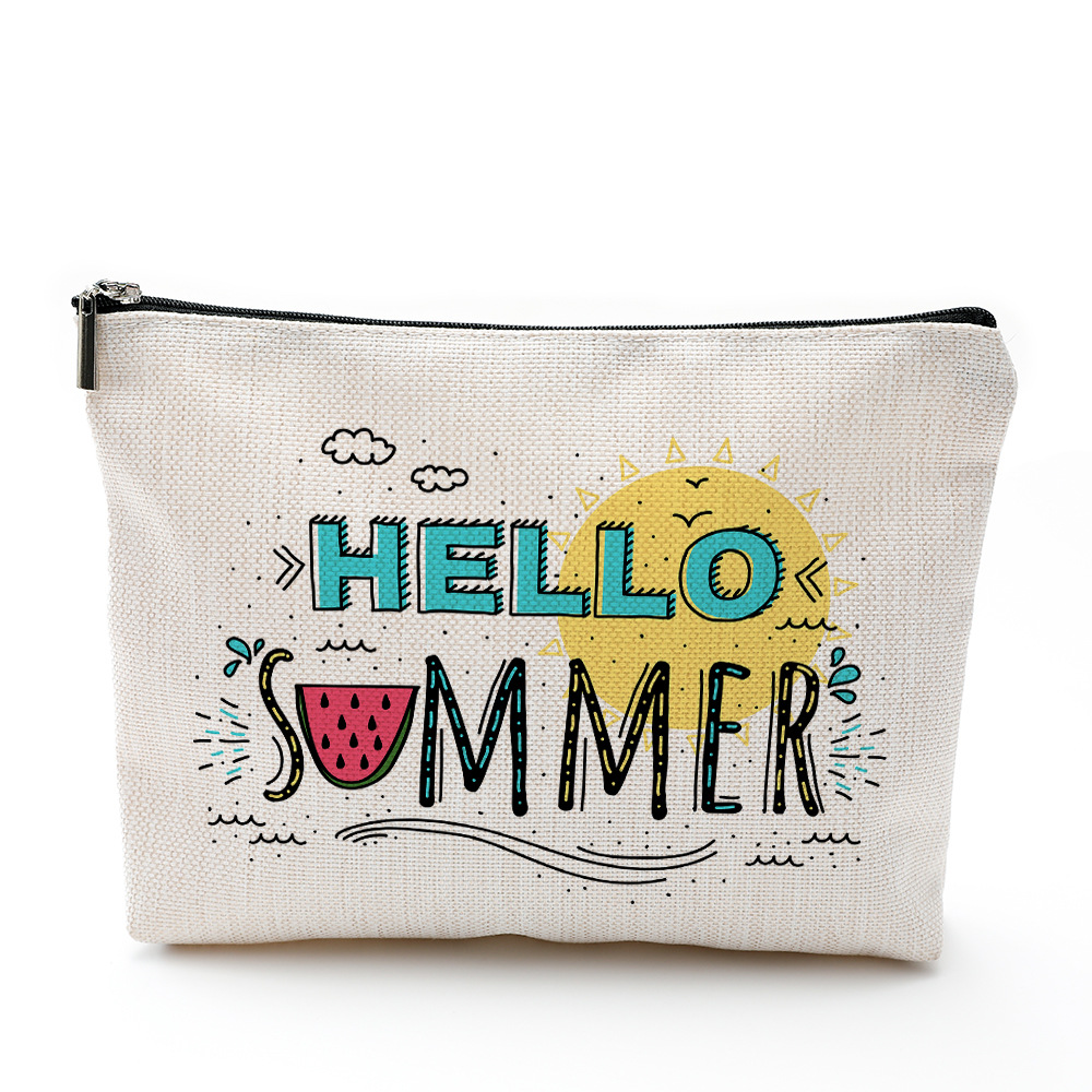 夏日化妆包防水棉麻拉链袋 化妆品饰品收纳袋 旅行洗漱用品收纳包