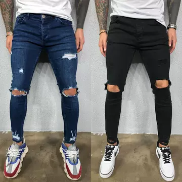 European And American New Style Men's Ripped Stretch Jeans - ShopShipShake