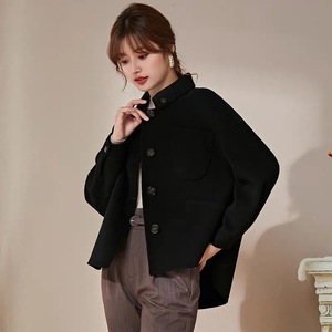 新款双面羊绒外套小个子短款毛呢外套女士呢子大衣精致休闲呢外套