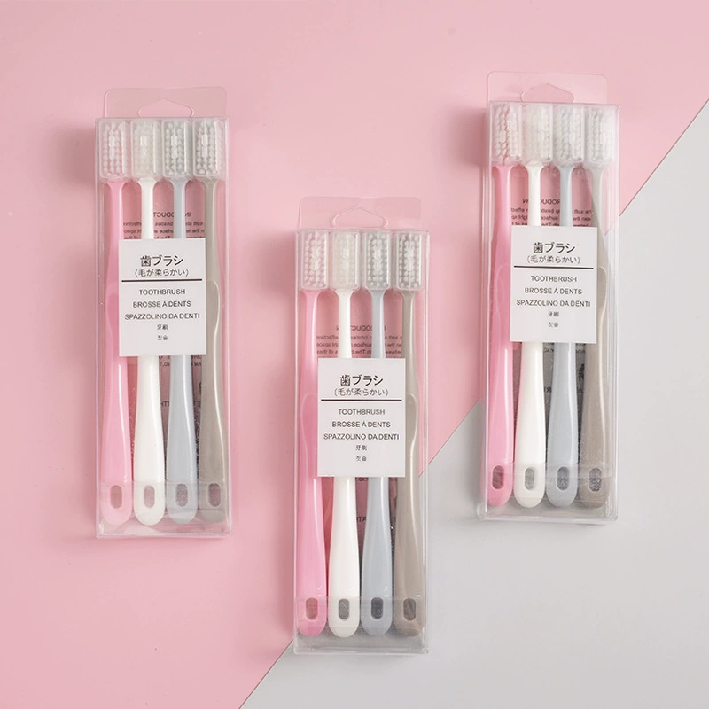 Зубная щетка Macaron японская Muji 4 упаковки бамбуковый уголь мягкие волосы взрослая японская хорошая семейная зубная щетка Оптовая продажа