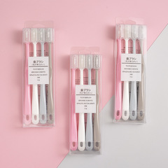 Macaron toothbrush Japanese style unprinted 4-pack bamboo charcoal soft hair adult Japanese quality family toothbrush toothbrush wholesale